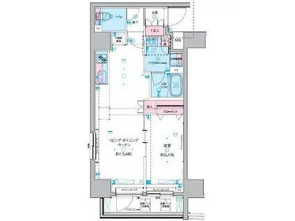 GENOVIA 東神田 GREEN VEIL(1LDK/8階)の間取り写真