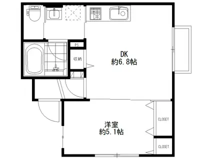 ラヴィータ青山(1DK/1階)の間取り写真