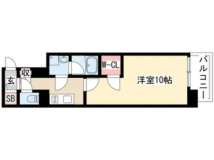 プレサンスジェネ千種内山II(1K/4階)の間取り写真