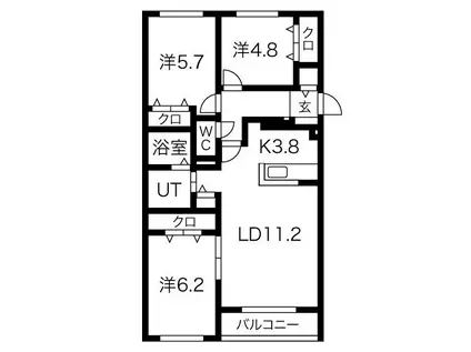 メニーズコート環状東(3LDK/1階)の間取り写真