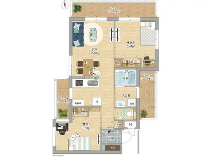 BAYSIDE LUNA(2LDK/2階)の間取り写真