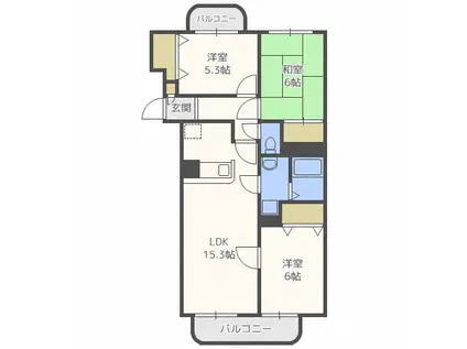 リラヒルズ(3LDK/5階)の間取り写真