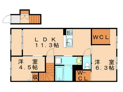 BRIGHT NEST(2LDK/2階)の間取り写真