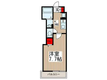 ビクロス(1K/2階)の間取り写真