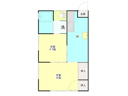 アンジュ エール(2DK/1階)の間取り写真