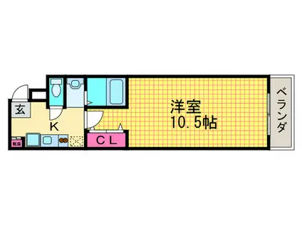 コルテ鴨川五条(1K/2階)の間取り写真