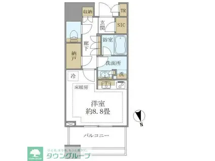 白金ザ・スカイ(ワンルーム/7階)の間取り写真