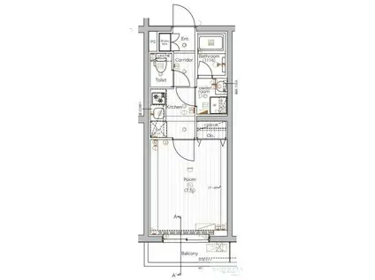 プレミアムキューブ奥沢♯MO(1K/1階)の間取り写真