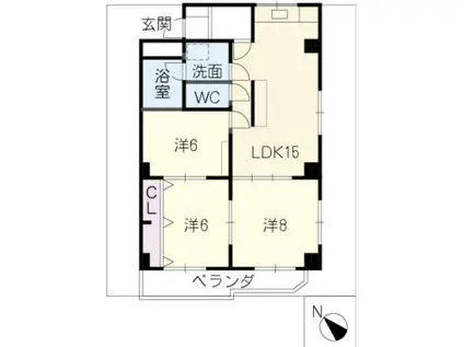 メゾン第3初島(3LDK/4階)の間取り写真