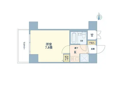 ライオンズマンション綾瀬谷中公園(1K/5階)の間取り写真