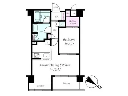 トゥールロワイヤルエルモア目黒(1LDK/2階)の間取り写真
