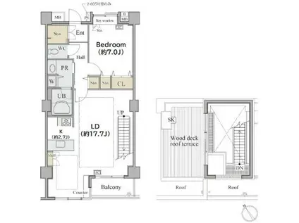 シャレール広尾 2号棟(1LDK/6階)の間取り写真