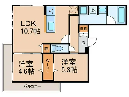 ルサンティエ一社(2LDK/3階)の間取り写真