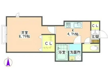 プレシオール蕨(1K/2階)の間取り写真