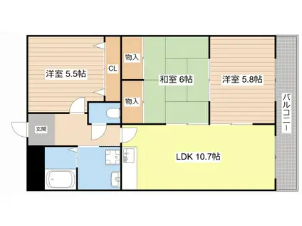 フォルクス淡海(3LDK/4階)の間取り写真