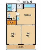 グリーンヴィレッヂ(2DK/2階)の間取り写真