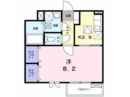 セレーノ(1K/1階)の間取り写真