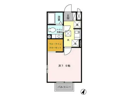 フローラ(1K/2階)の間取り写真