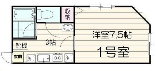 プランド河原町(1K/2階)の間取り写真