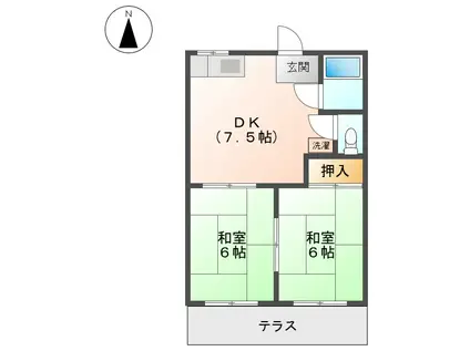 コーポみやび(2DK/1階)の間取り写真