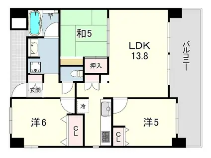 グラビスコート芦屋(3LDK/3階)の間取り写真