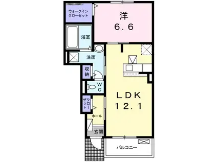 エールデヴュ II(1LDK/1階)の間取り写真