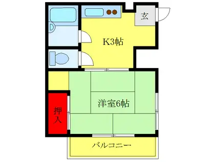 幸楽マンション(1K/3階)の間取り写真