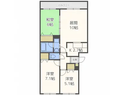 コスモA棟(3LDK/3階)の間取り写真