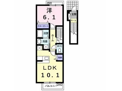 ベルプロムナード(1LDK/2階)の間取り写真