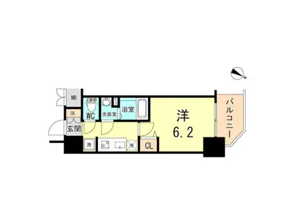 プレサンス三宮セントウェル(1K/5階)の間取り写真