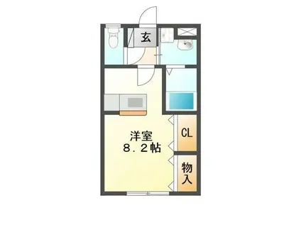 ブロードタウン神野II C(ワンルーム/2階)の間取り写真