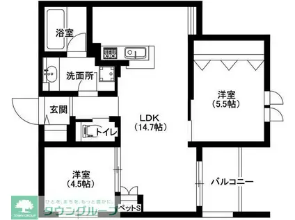WIND VALLEY(2LDK/1階)の間取り写真