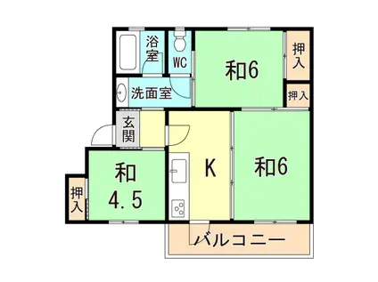 県営西舞子厚生年金2号棟(3K/4階)の間取り写真