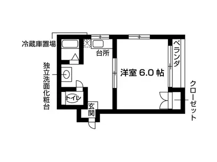 梅ヶ枝3番館(1K/3階)の間取り写真