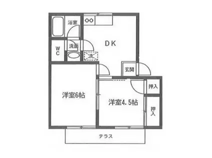 第1コーポオオタカ(2DK/1階)の間取り写真