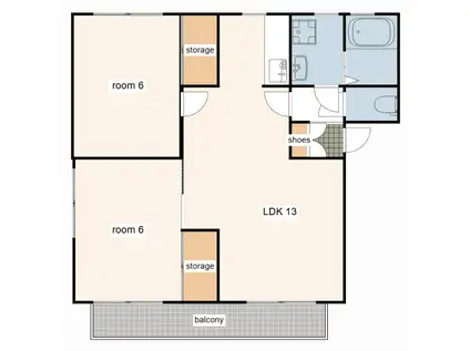 ディアス東町ノ坪(2LDK/1階)の間取り写真
