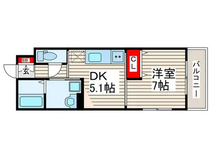 M´Sパーク(1DK/2階)の間取り写真