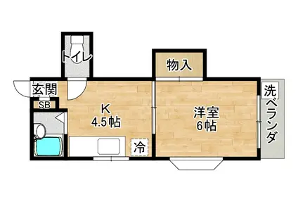 ラクーン箕面(1DK/2階)の間取り写真