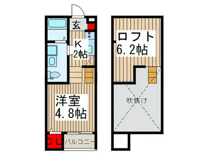 西大宮テラス(1K/1階)の間取り写真
