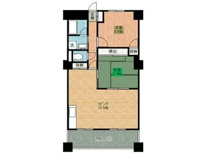 宝グランドハイツ(2LDK/2階)の間取り写真