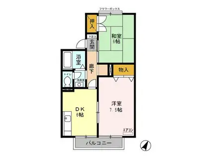 セジュールYKII(2DK/1階)の間取り写真