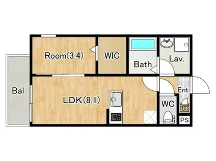 ジーメゾン千葉出洲港ラビアン(1LDK/2階)の間取り写真