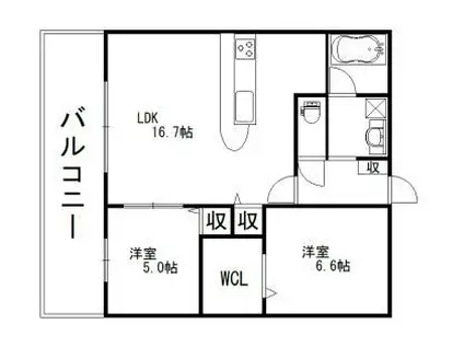グランドレジデンス泉佐野駅前(2LDK/6階)の間取り写真