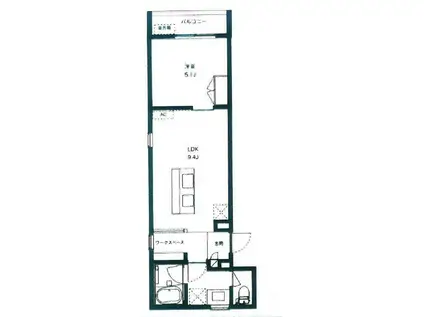 ファーデン二子(1LDK/1階)の間取り写真