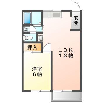 リディア赤坂B(1LDK/2階)の間取り写真