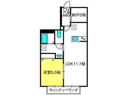 プレジール高鼻(1SLDK/2階)の間取り写真