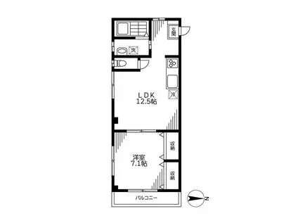 シーメンス(1LDK/3階)の間取り写真