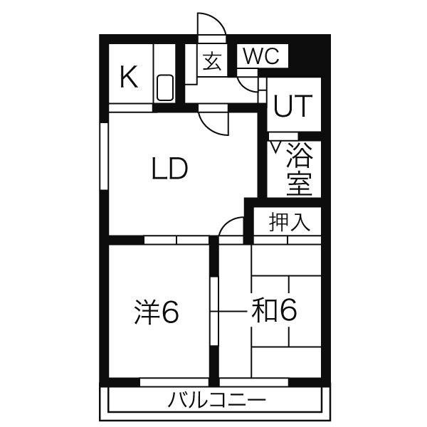 サンパティーク日向(2LDK/2階)の間取り写真