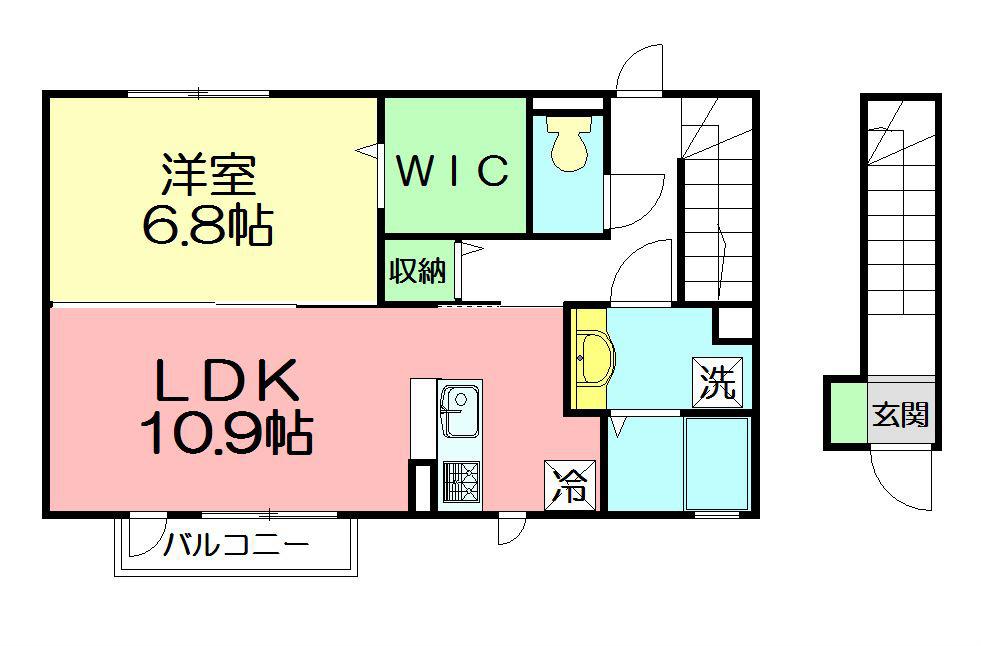 ノア・アン(1LDK/2階)の間取り写真