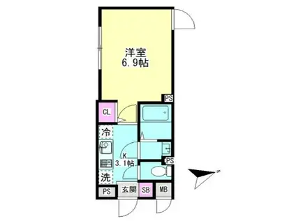 グランファーロ下北沢(1K/3階)の間取り写真